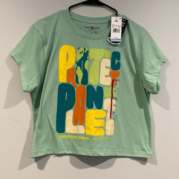 Happy Earth Tops - Happy Earth Teal and Colorful Protect the Planet - Size Extra-Extra Large